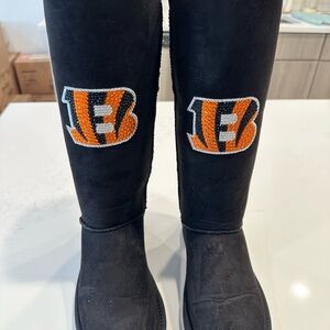 NFL Cincinnati Bengals Black and Orange Embroidered Boots